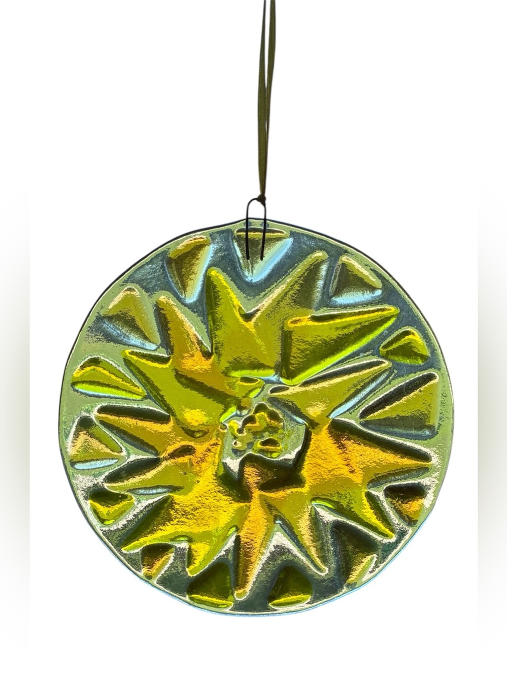 YELLOW & CLEAR GLASS SUN CATCHER ORNAMENT